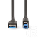 Nedis USB kábel (USB-A dugó / USB-B dugó, 2 m, USB 3.2 Gen 1, 5 Gbps, nikkelezett, fekete)