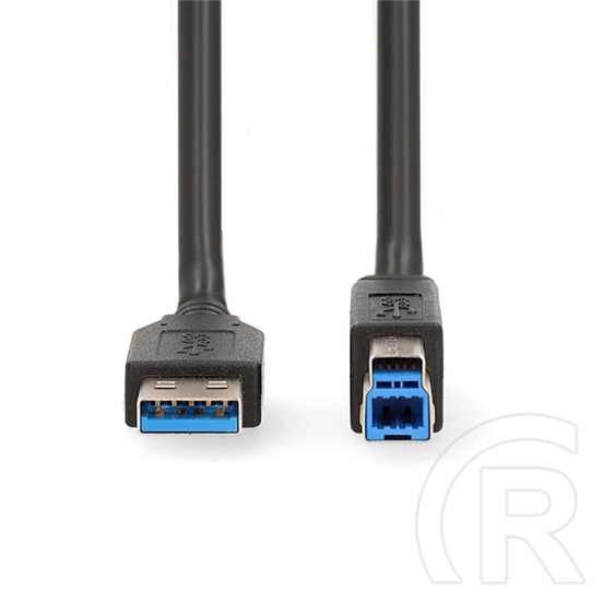Nedis USB kábel (USB-A dugó / USB-B dugó, 2 m, USB 3.2 Gen 1, 5 Gbps, nikkelezett, fekete)