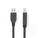 Nedis USB kábel (USB-A dugó / USB-B dugó, 2 m, USB 3.2 Gen 1, 5 Gbps, nikkelezett, fekete)