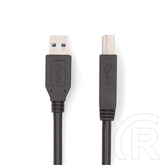 Nedis USB kábel (USB-A dugó / USB-B dugó, 2 m, USB 3.2 Gen 1, 5 Gbps, nikkelezett, fekete)