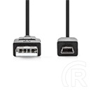 Nedis USB kábel (USB-A dugó / USB Mini-B 5p dugó, 2 m, 480 Mbps, fekete)