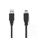 Nedis USB kábel (USB-A dugó / USB Mini-B 5p dugó, 2 m, 480 Mbps, fekete)