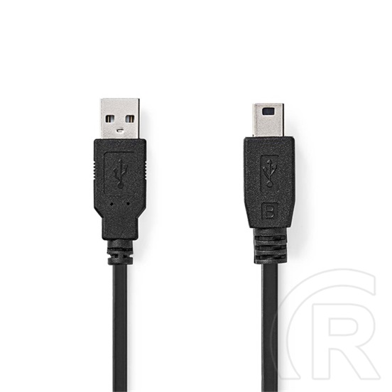 Nedis USB kábel (USB-A dugó / USB Mini-B 5p dugó, 2 m, 480 Mbps, fekete)