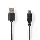 Nedis USB kábel (USB-A dugó / mini 5 tűs dugó, USB 2.0, 480 Mbps, 2 m, fekete)