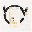 Nedis USB kábel (USB-A dugó / mini 5 tűs dugó, USB 2.0, 480 Mbps, 2 m, fekete)