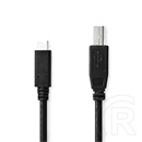 Nedis USB kábel (USB-C dugó / USB-B dugó, 480 Mbps, 2 m, fekete)