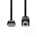 Nedis USB kábel (USB-C dugó / USB-B dugó, 480 Mbps, 2 m, fekete)