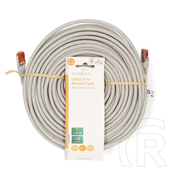 Nedis UTP/FTP CAT6 patch kábel (RJ45 (m) - RJ45 (m), 30 m, 10/100/1000 Mbit/s, 250 MHz, árnyékolt/árnyékolatlan, aranyoz