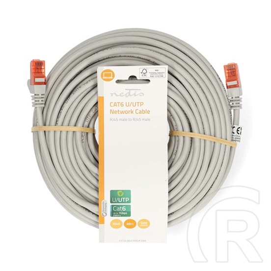 Nedis UTP CAT6 patch kábel (RJ45 dugasz, aranyozott érintkezők, 30 m, U/UTP, szürke)