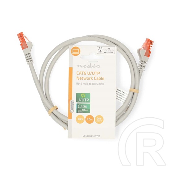 Nedis UTP CAT6 patch kábel (RJ45 dugó / RJ45 dugó, 1 m, U/UTP, szürke)