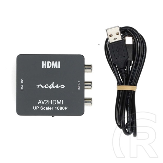 Nedis VCON3456AT videó konverter (3x RCA bemenet, HDMI kimenet, Full HD 1080p@60Hz, USB tápellátás, 1,65 Gbps, antracit)