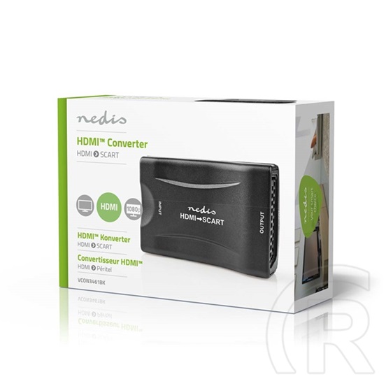 Nedis VCON3461BK videó konverter (HDMI bemenet, SCART kimenet, 1080p, PAL/NTSC)