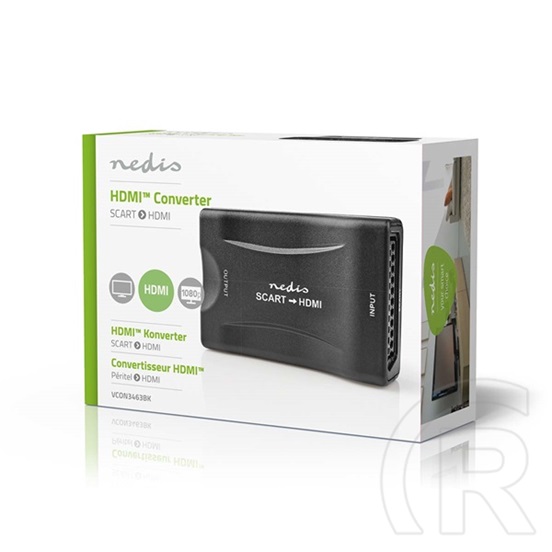 Nedis VCON3463BK videókonverter (SCART bemenet, HDMI kimenet, 720/1080p, USB tápellátás)