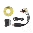 Nedis VGRRU101BK videó digitizáló (SCART, 3x RCA, S-Video bemenet, USB 2.0, 480p, Windows 7/8/10/11, fekete)