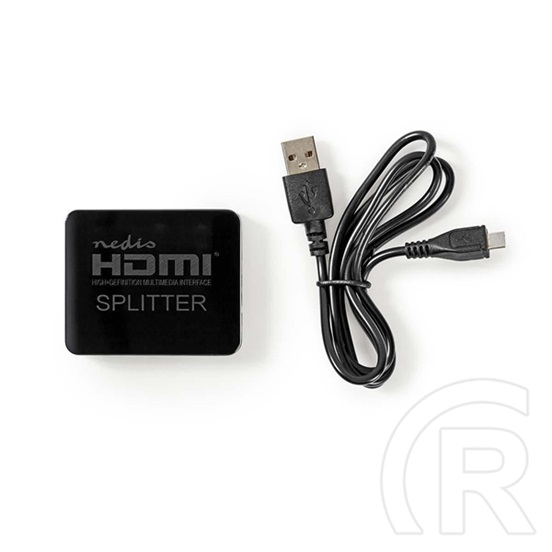 Nedis VSPL34002BK HDMI splitter (1x HDMI bemenet / 2x HDMI kimenet, HDMI 1.4, 4K 30Hz, USB táp)