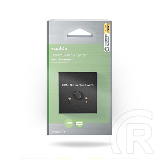 Nedis VSWI3482AT HDMI kapcsoló (2x HDMI bemenet, 1x HDMI kimenet, 4K@60Hz, 6 Gbps, antracit)