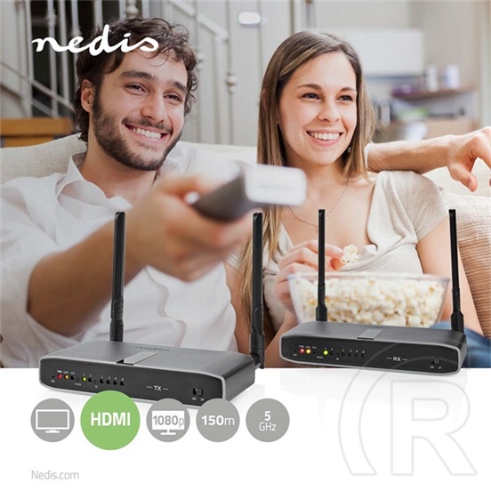 Nedis VTRA3470AT vezeték nélküli HDMI jeltovábbító (hatótáv akár 150 m, 1080p, loop-through, külső audioport)