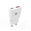 Nedis WCHA20WT gyorstöltő (USB-A, USB-C, GaN, PD3.0, 20W, fehér)
