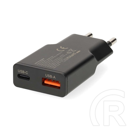 Nedis WCHA30BK gyorstöltő USB-A/USB-C (30W, PD3.0, QC, GaN, 2 kimenet, fekete)