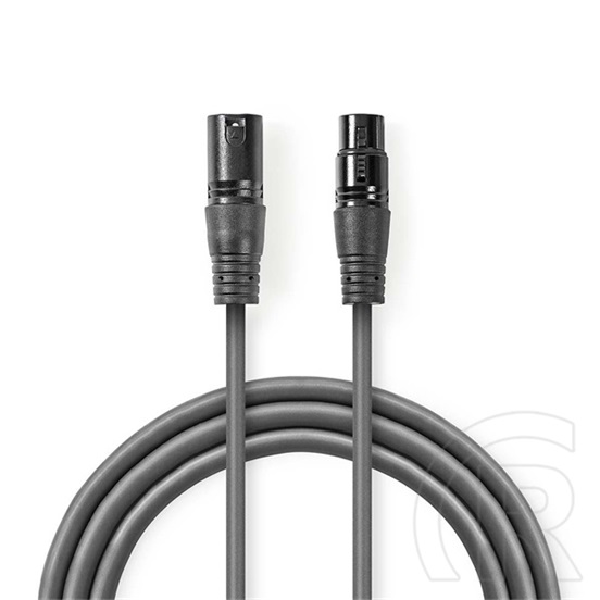 Nedis XLR 3 tűs kábel (XLR 3 tűs apa / XLR 3 tűs anya, szimmetrikus, 20 m, 6,5 mm, sötétszürke)