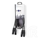 Nedis XLR audio kábel (2x XLR 3 tűs apa / 2x XLR 3 tűs anya, 1,5 m, szimmetrikus, sötétszürke)