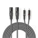 Nedis XLR audio kábel (2x XLR 3 tűs dugó / 2x RCA dugó, 1,5 m, sötétszürke)