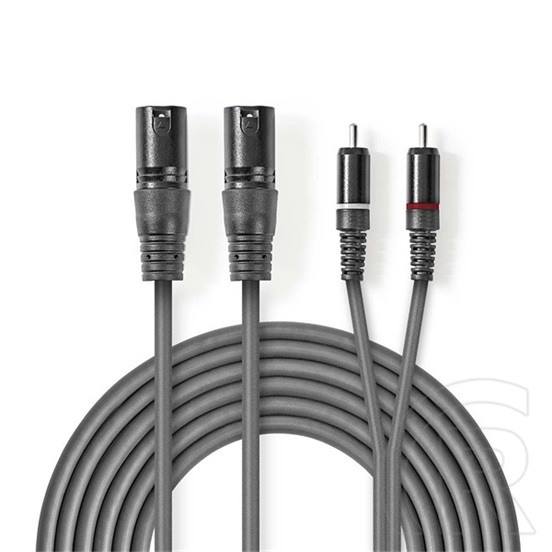 Nedis XLR audio kábel (2x XLR 3 tűs dugó / 2x RCA dugó, 1,5 m, sötétszürke)
