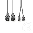 Nedis XLR audio kábel (2x XLR 3 tűs dugó / 2x RCA dugó, 1,5 m, sötétszürke)