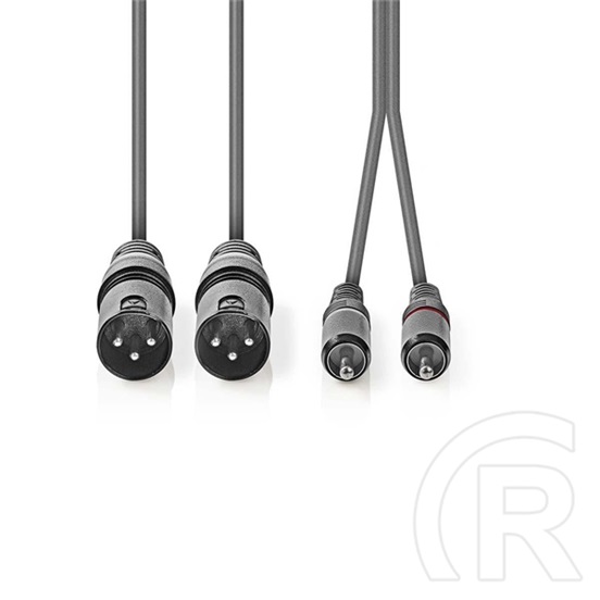 Nedis XLR audio kábel (2x XLR 3 tűs dugó / 2x RCA dugó, 1,5 m, sötétszürke)