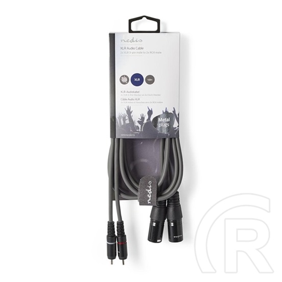 Nedis XLR audio kábel (2x XLR 3 tűs dugó / 2x RCA dugó, 1,5 m, sötétszürke)