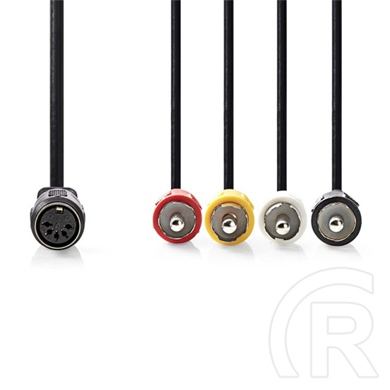 Nedis audio kábel 0,2 m (5p DIN aljzat / 4x RCA dugó, fekete)