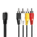 Nedis audio kábel 0,2 m (5p DIN aljzat / 4x RCA dugó, fekete)