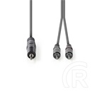 Nedis audio kábel 3 m (3,5 mm jack dugó / 2x RCA dugó, rugalmas, sötétszürke)