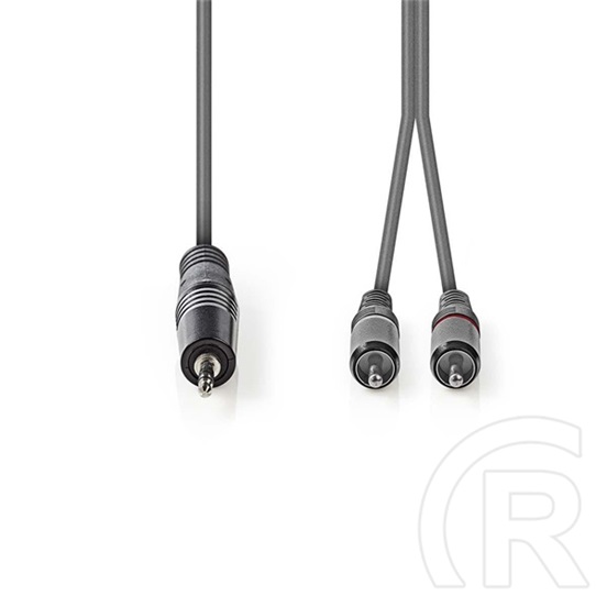 Nedis audio kábel 3 m (3,5 mm jack dugó / 2x RCA dugó, rugalmas, sötétszürke)