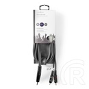 Nedis audio kábel 3 m (3,5 mm jack dugó / 2x RCA dugó, rugalmas, sötétszürke)