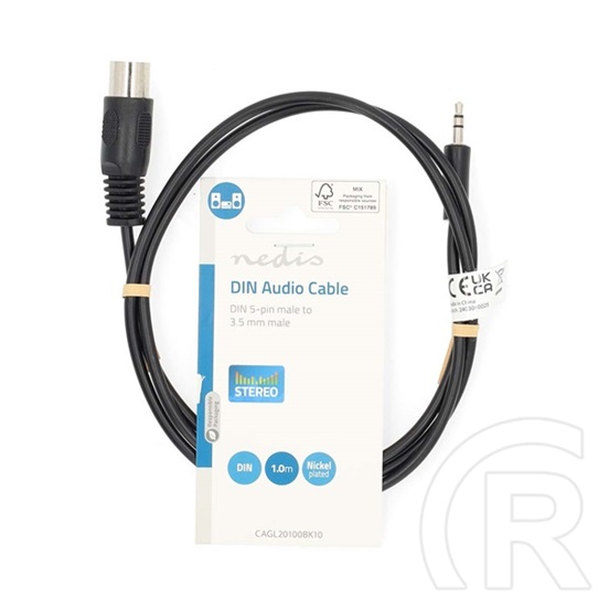 Nedis audio kábel (DIN 5 tűs dugó / 3,5 mm sztereó jack dugó, 1 m, fekete)