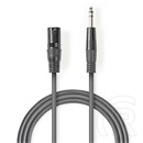 Nedis balanced/szimmetrikus félprofi audio kábel (6,35 mm jack - XLR 3 tűs, 1,5 m, sötétszürke)