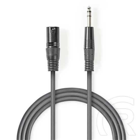 Nedis balanced/szimmetrikus félprofi audio kábel (6,35 mm jack - XLR 3 tűs, 1,5 m, sötétszürke)