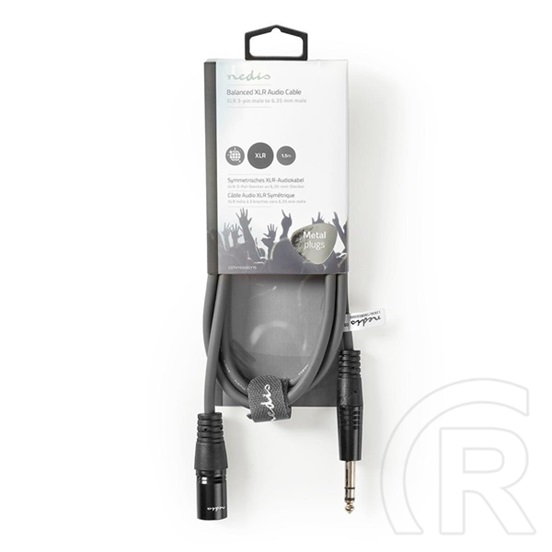 Nedis balanced/szimmetrikus félprofi audio kábel (6,35 mm jack - XLR 3 tűs, 1,5 m, sötétszürke)