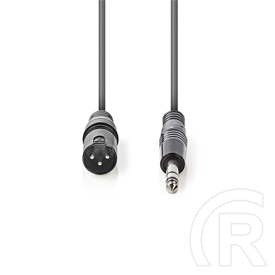 Nedis balanced/szimmetrikus félprofi audio kábel (6,35 mm jack / XLR 3 tűs, 3 m, 6,5 mm köpeny, 20 AWG, sötétszürke)