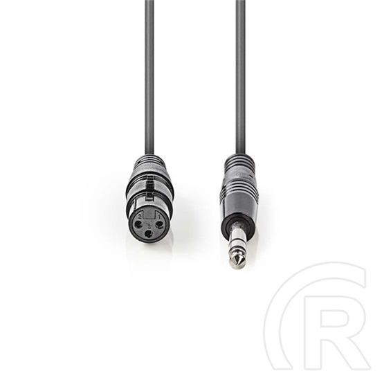 Nedis balanced/szimmetrikus félprofi audio kábel (6,35 mm sztereó jack / XLR 3 tűs anya, 1,5 m, sötétszürke)