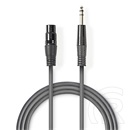 Nedis balanced/szimmetrikus félprofi audio kábel (6,35 mm sztereó jack / XLR 3 tűs anya, 1,5 m, sötétszürke)