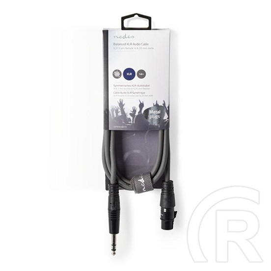 Nedis balanced/szimmetrikus félprofi audio kábel (6,35 mm sztereó jack / XLR 3 tűs anya, 1,5 m, sötétszürke)