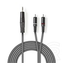 Nedis félprofi audio kábel (3,5 mm jack / 2x RCA dugó, 1,5 m, sötétszürke)