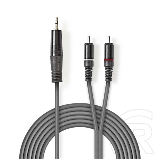 Nedis félprofi audio kábel (3,5 mm jack / 2x RCA dugó, 1,5 m, sötétszürke)