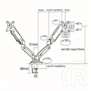 Nedis gázrugós dupla asztali monitor tartó (15-32", VESA 75x75/100x100, 8 kg, fekete)