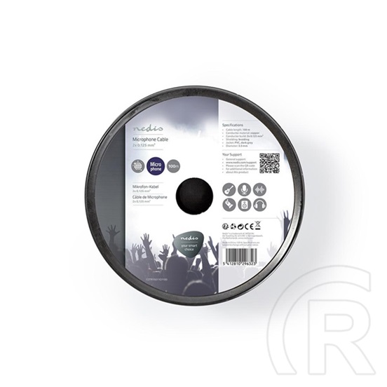 Nedis mikrofon kábel (2 x 0,12 mm2, réz, 100 m, sötétszürke)