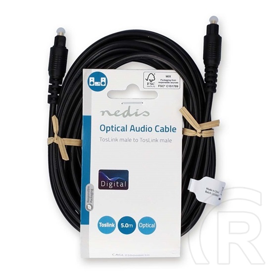 Nedis optikai audio kábel (TosLink dugó / TosLink dugó, 5 m, fekete)