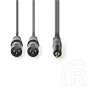 Nedis szimmetrikus XLR audio kábel (2x XLR 3 tűs apa / 3,5 mm jack, 3 m, sötétszürke)