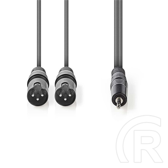 Nedis szimmetrikus félprofi XLR audio kábel (2x XLR 3 tűs apa / 3,5 mm sztereó jack, 1,5 m, sötétszürke)